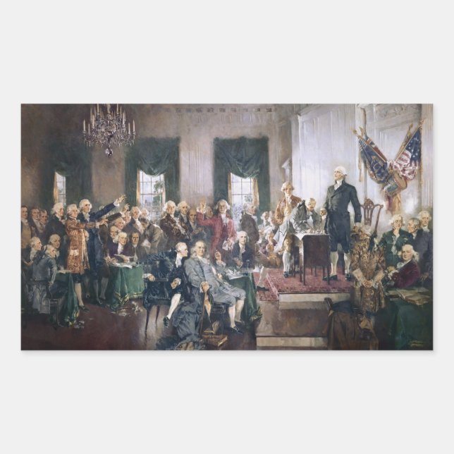 Unterzeichnung der US-Verfassung durch Christy Rechteckiger Aufkleber (Vorderseite)