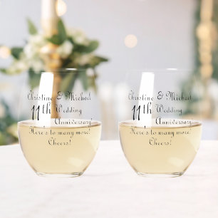 Unterzeichnung des 11. Hochzeitstages für Stahl Weinglas Ohne Stiel