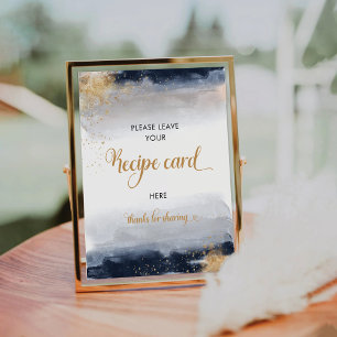 Unterzeichnung einer Navy und Gold Recile Card Sockelschild