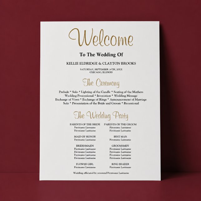 Unterzeichnung eines einfachen Hochzeitsprogramms Poster (Von Creator hochgeladen)
