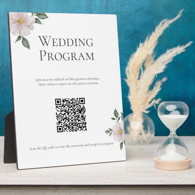 Unterzeichnung eines einfachen White Floral Weddin Fotoplatte (Seite)