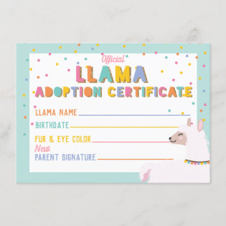 Unterzeichnung eines Llama-Adoption Einladung