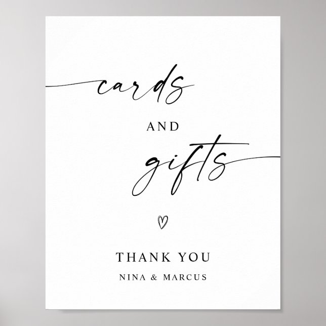 Unterzeichnung Minimalistischer Hochzeitkarten und Poster (Vorne)