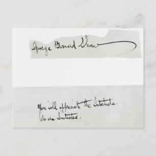 Unterzeichnung von George Bernard Shaw Postkarte