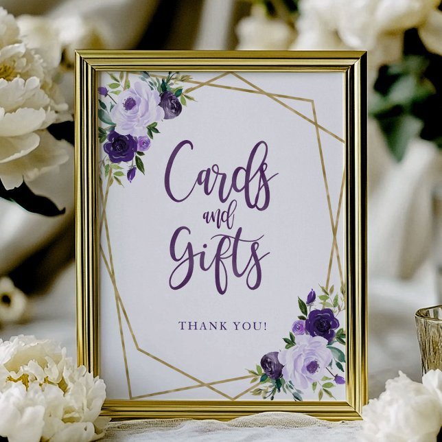 Unterzeichnung von lila Gold Floral Cards und Gesc Poster (Von Creator hochgeladen)