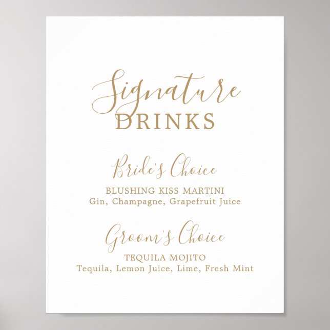 Unterzeichnung von Minimalistischen Gold-Signature Poster (Vorne)