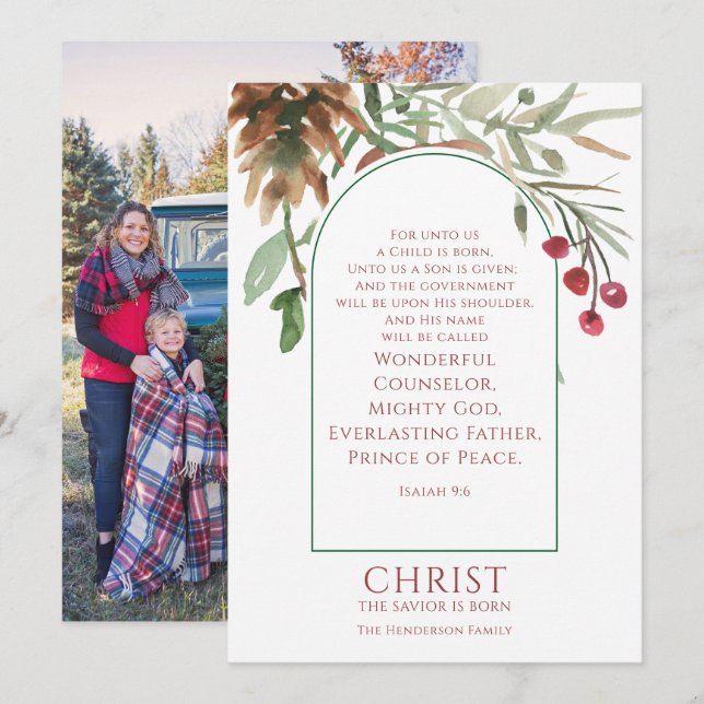 Unto Uns Ein Kind ist Geborenes Foto Weihnachten (Vorne/Hinten)