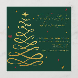 Unto Us A Child Is Born Christmas Party Invitation