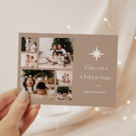 Unto Us a Child is Born Photo Collage Christmas  Feiertagskarte