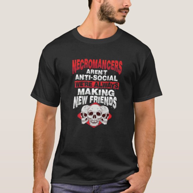 Untote antisoziale Nekromantin für einen Sataniste T-Shirt (Vorderseite)