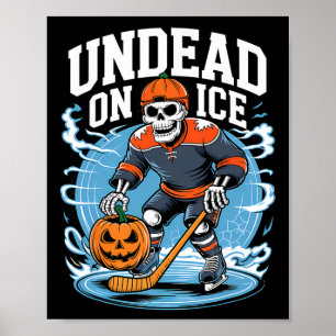 Untote auf Eis Lustige Hockey-Skelette Halloween Poster