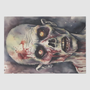 Untote Eleganz: Aquarellfarben Zombie Face Dekoupa Seidenpapier