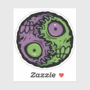 Untote Harmonie: Zombie Yin Yang-Symbol Aufkleber