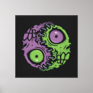 Untote Harmonie: Zombie Yin Yang-Symbol Leinwanddruck