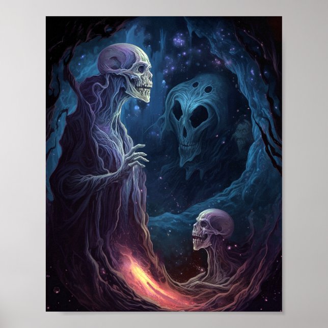 Untote Skelettkreaturen Horror Kunst Poster (Vorne)