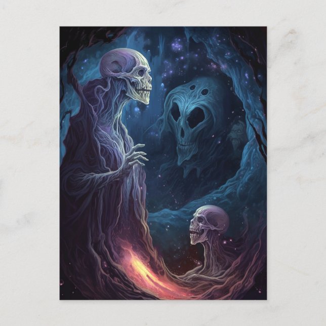 Untote Skelettkreaturen Horror Kunst Postkarte (Vorderseite)