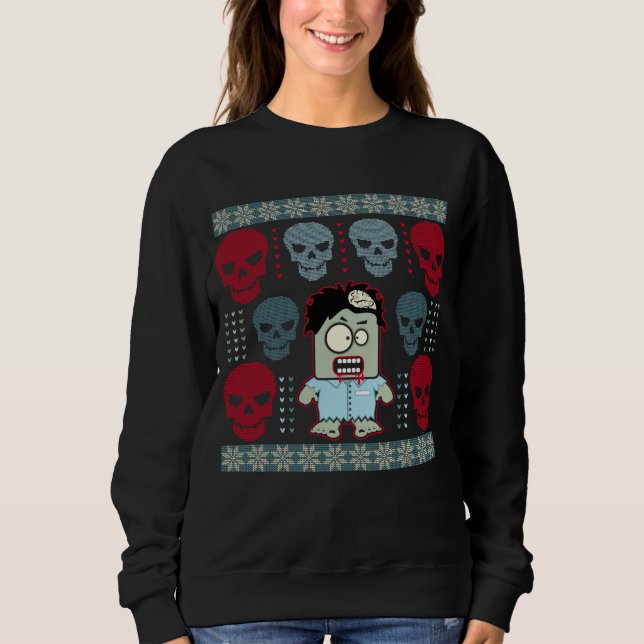Untoter Zombie und Schädel-hässliche Sweatshirt (Vorderseite)