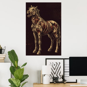Untotes Pferd vor dunklem gothischen Hintergrund Poster
