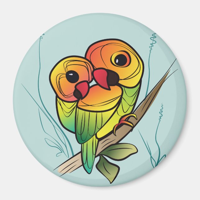 Untrennbare Papageien Magnet (Vorne)