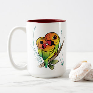 Untrennbare Papageien Zweifarbige Tasse