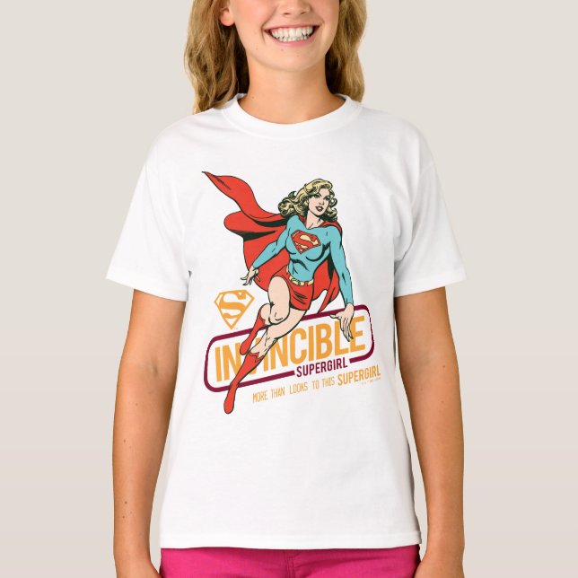 Unübertreffliche Supergirl Retro Grafik T-Shirt (Vorderseite)