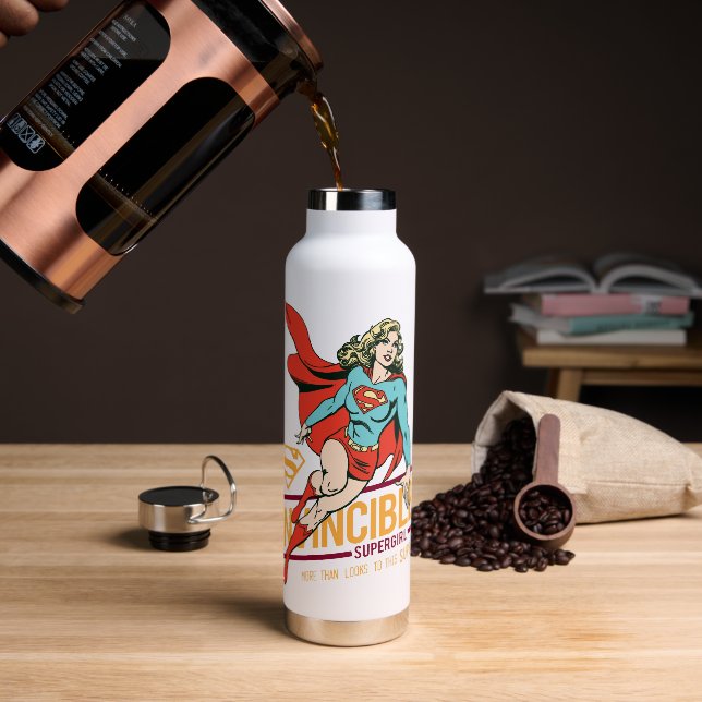 Unübertreffliche Supergirl Retro Grafik Trinkflasche (Kaffee)