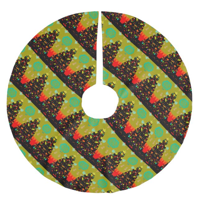 Unusual Fun and Trendy Christmas Tree Skirt Polyester Weihnachtsbaumdecke (Vorderseite)