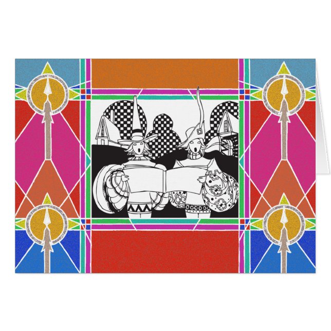 Unverblindete Glass-Mittelalterminstrels (Vorderseite (Horizontal))