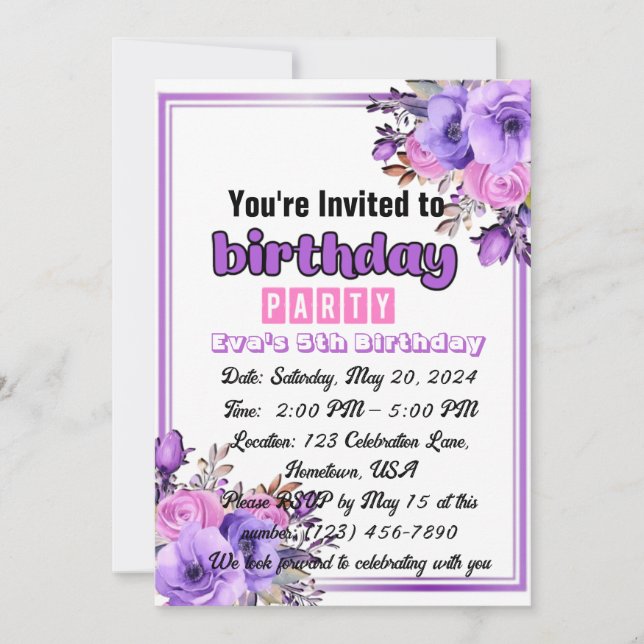 Unvergessliche Freude: Geburtstagskarten für Kinde Einladung (Vorderseite)