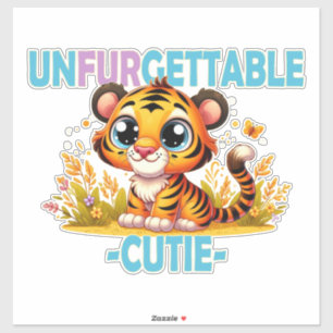 Unvergessliches Süßes Wortspiel. Baby-Tiger Cartoo Aufkleber