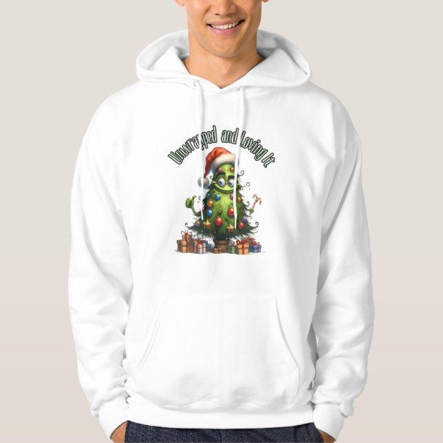 Unverpackt und liebenswert - Funny Single Weihnach Hoodie (Vorderseite)