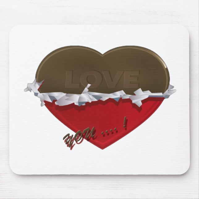 unverpackte Schokoladenherz-Liebe Mousepad (Vorne)