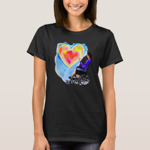 Unverschlossenes Herz Rollstuhl Wasserfarben Neon T-Shirt