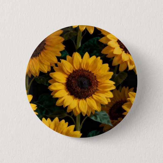 Unverwechselbare Sonnenblumen-Brosche Button (Vorderseite)
