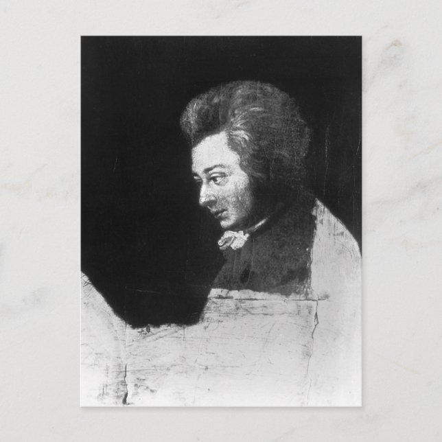 Unvollendetes Portrait von Wolfgang Amadeus Mozart Postkarte (Vorderseite)