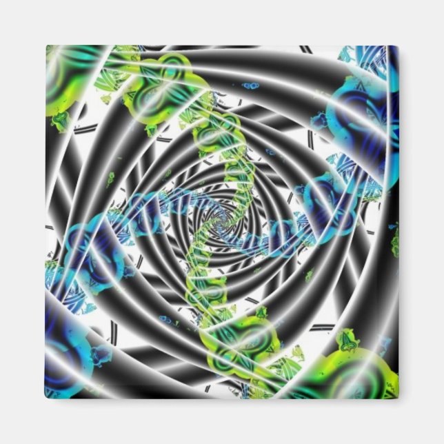 unvollständig | Kunst des blauen und grünen Frakta Magnet (Vorne)