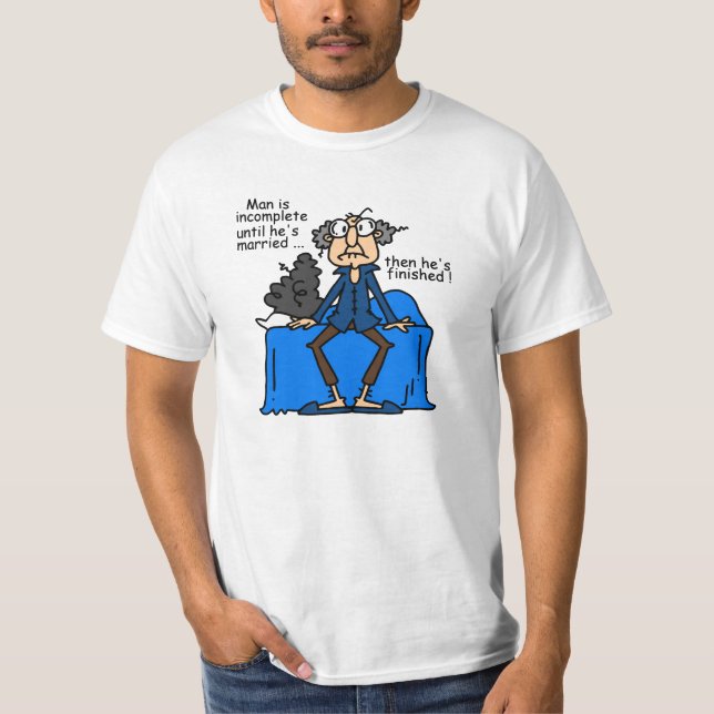 Unvollständiger dann fertiger Heirat-Spaß T-Shirt (Vorderseite)