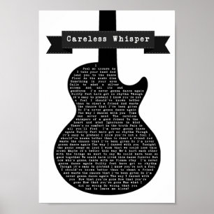 Unvorsichtiges Flüstern Schwarz & Weiße Gitarre So Poster