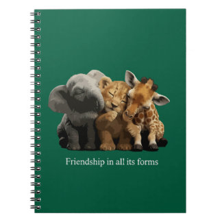 Unwahrscheinliche Freunde Elefant, Löwe und Giraff Notizblock