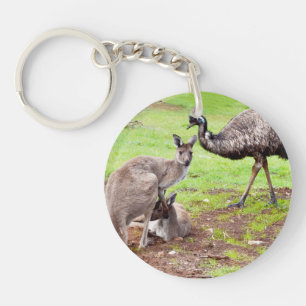 "Unwahrscheinliche Pals: The Kangaroo and Emu Frie Schlüsselanhänger