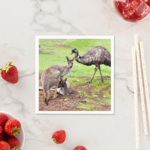 "Unwahrscheinliche Pals: The Kangaroo and Emu Frie Serviette