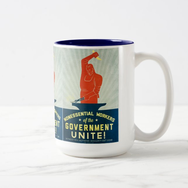 Unwesentliche Arbeitskräfte der Regierung Zweifarbige Tasse (Rechts)