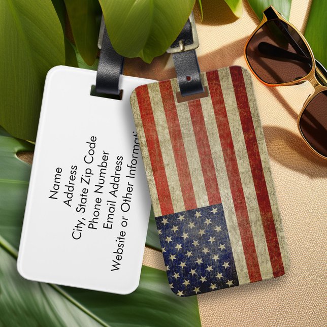 Unwetterte, beängstigende amerikanische Flagge Gepäckanhänger (Custom Luggage Tag)