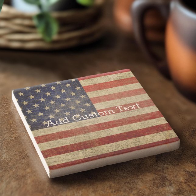 Unwetterte, beängstigende amerikanische Flagge Steinuntersetzer (Stone Coaster)