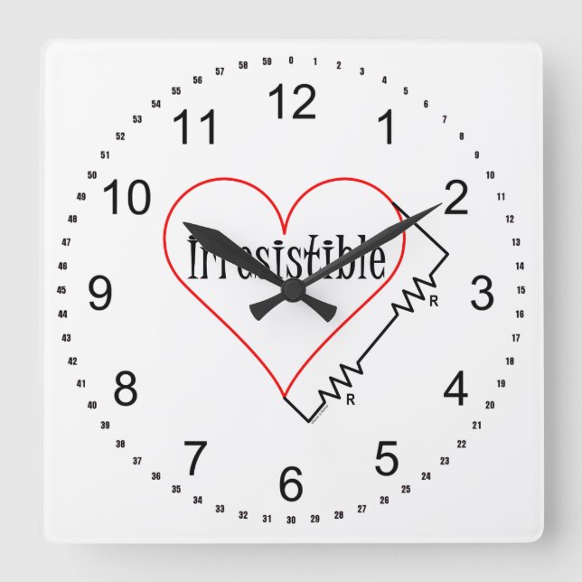 Unwiderstehliches Herz Quadratische Wanduhr (Vorderseite)