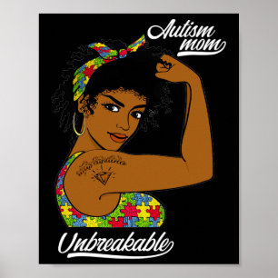 Unzerbrechliche Autismus Mama Messy Bun Autismus B Poster