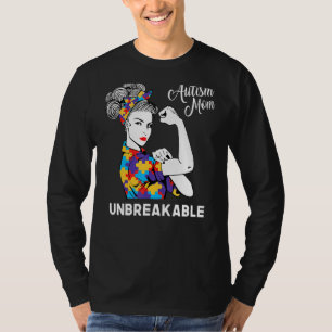 Unzerbrechliche Autismus Mama Messy Bun Autismus B T-Shirt