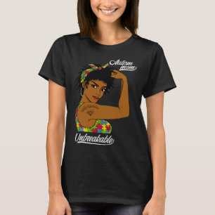 Unzerbrechliche Autismus Mama Messy Bun Autismus B T-Shirt
