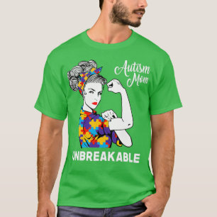 Unzerbrechliche Autismus Mama Messy Bun Autismus B T-Shirt