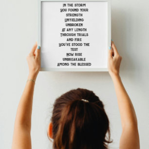 Unzerbrechliches inspirierendes Mini-Gedicht Poster